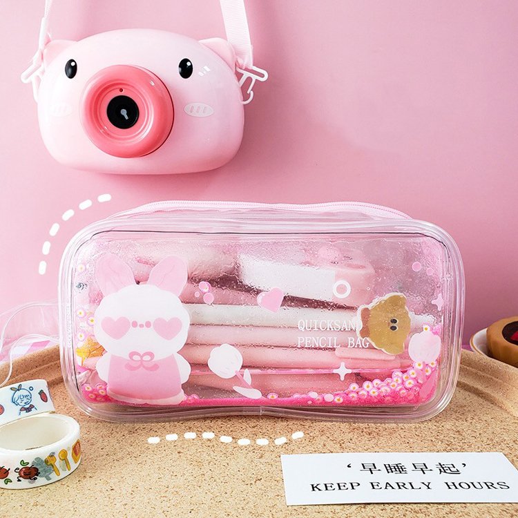 Cute Laser Teenage Girl School Pencil Case Transparent Pencil Pouch School Supplies