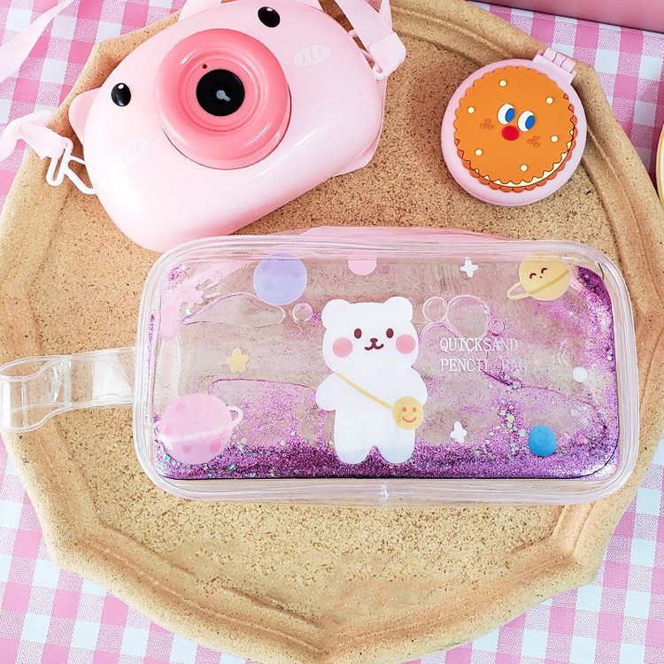 Cute Laser Teenage Girl School Pencil Case Transparent Pencil Pouch School Supplies