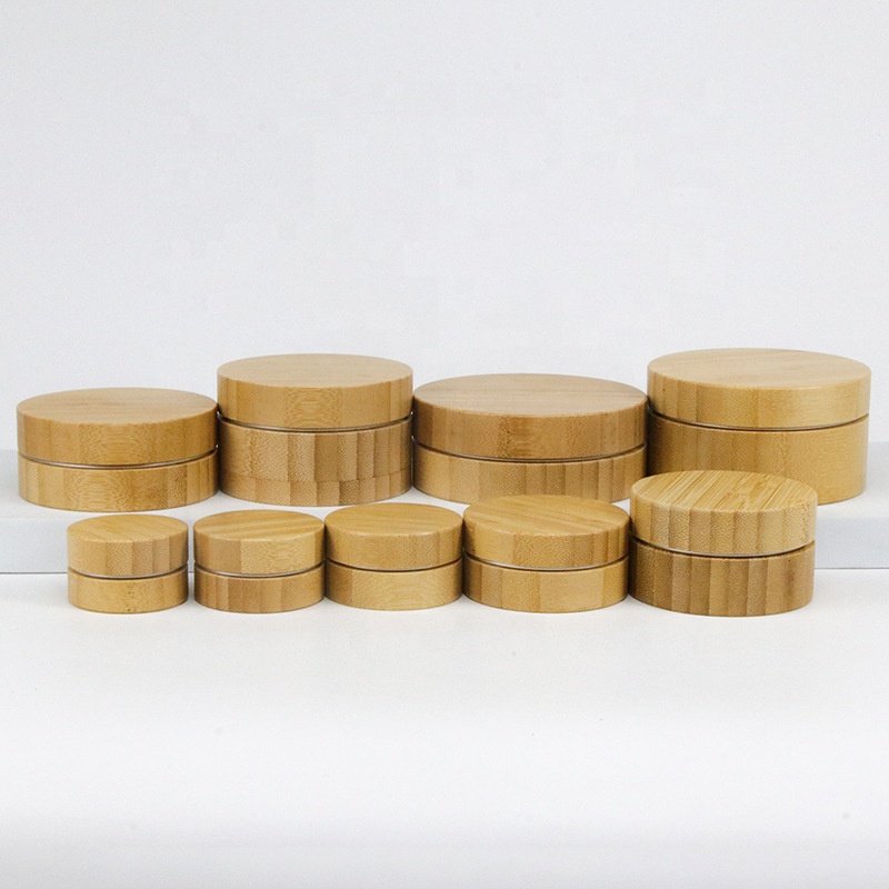 Wholesale Bamboo Shell Storage Container Cosmetology Makeup Jar for Face Cream Lotion Sample Dispense Stylish Storage Boxes Bins