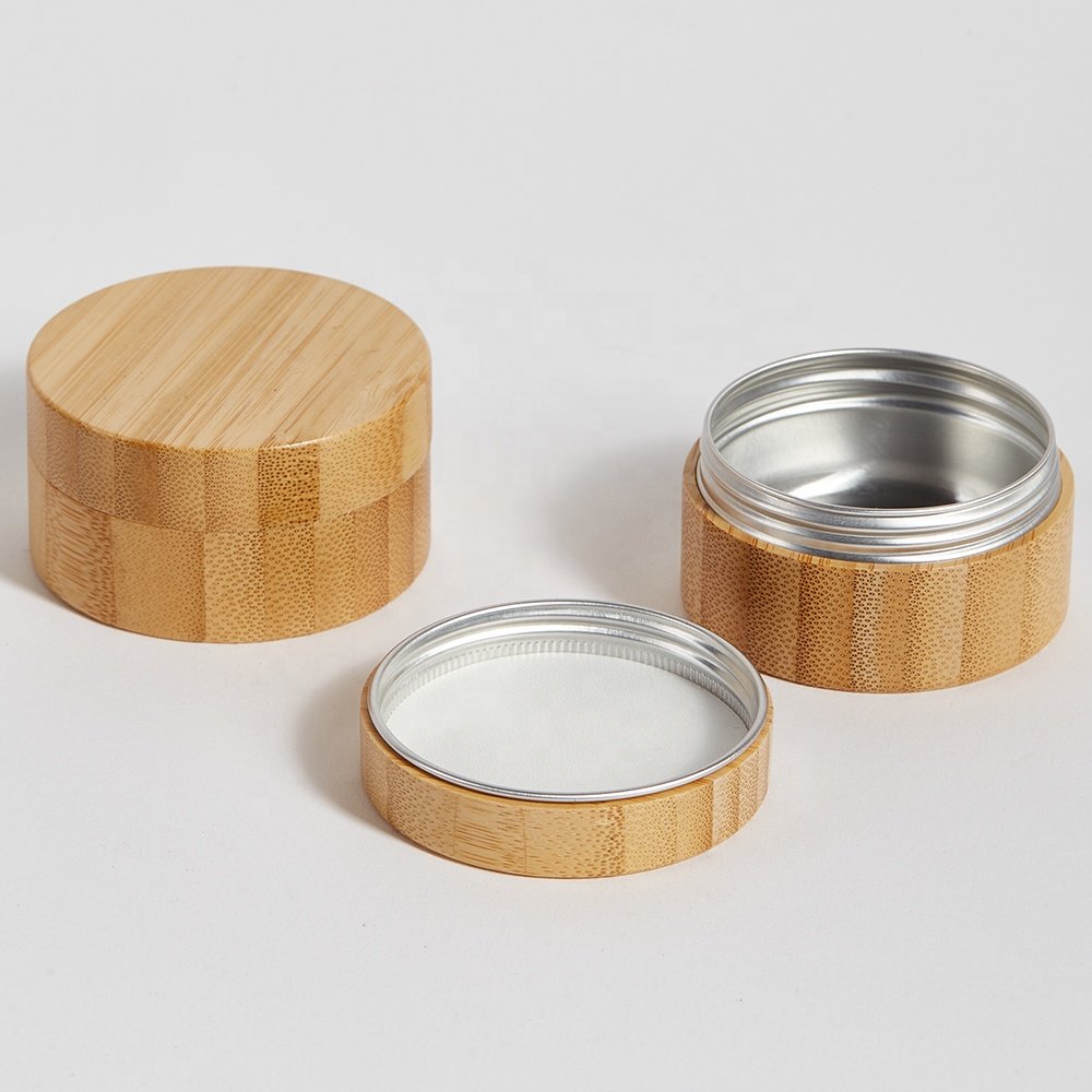 Wholesale Bamboo Shell Storage Container Cosmetology Makeup Jar for Face Cream Lotion Sample Dispense Stylish Storage Boxes Bins