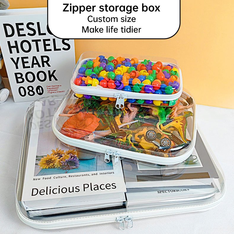 OEM ODM Portable Travel Toiletry Storage Box Pvc Zipper Hard Clear Plastic Toy Case Waterproof Stationery Pencil Storage Bag