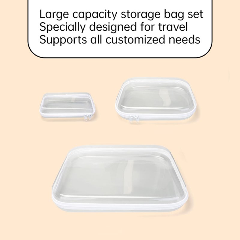OEM ODM Portable Travel Toiletry Storage Box Pvc Zipper Hard Clear Plastic Toy Case Waterproof Stationery Pencil Storage Bag