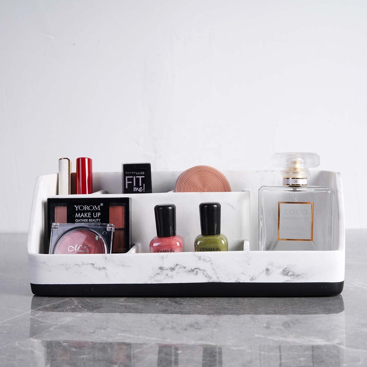 ODM OEM Best Quality Resin Small counter stand Accessories Marble Bathroom Storage Organizer