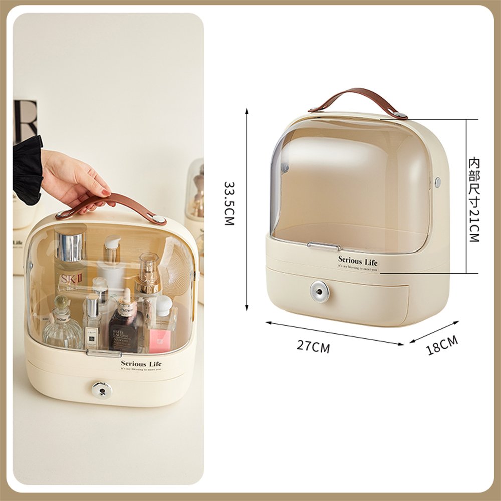 Oval Shape Plastic Make-up Boxes Makeup Kit Storage Box With Handle