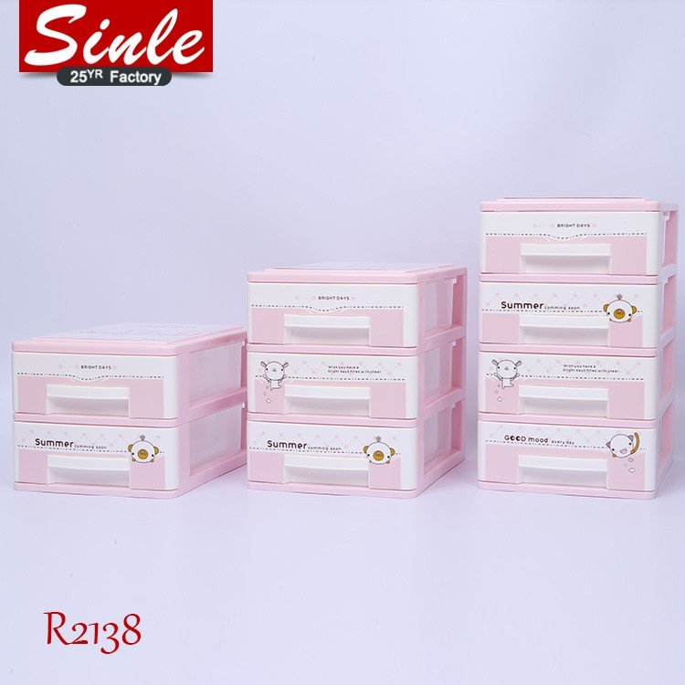 2/3/4 layers cartoon cute pink student stationery desktop storage organizer tools sundry office home plastic storage box drawers