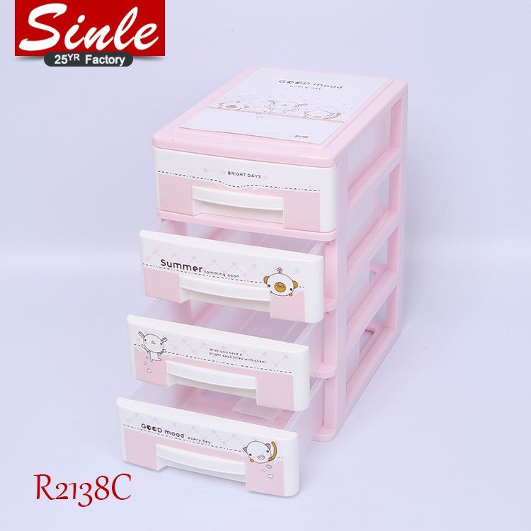 2/3/4 layers cartoon cute pink student stationery desktop storage organizer tools sundry office home plastic storage box drawers