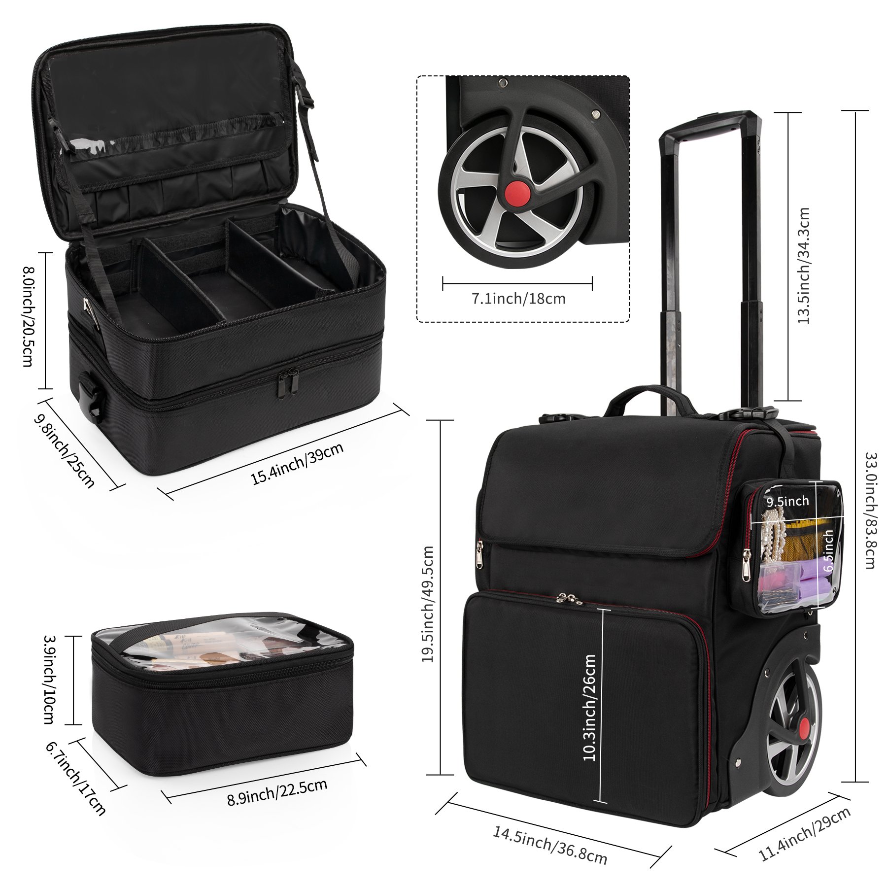 ReIaveI Custom Professional Hairdresser Makeup Trolley Case Travel Beauty Salon Barber Case Makeup Rolling Train Case