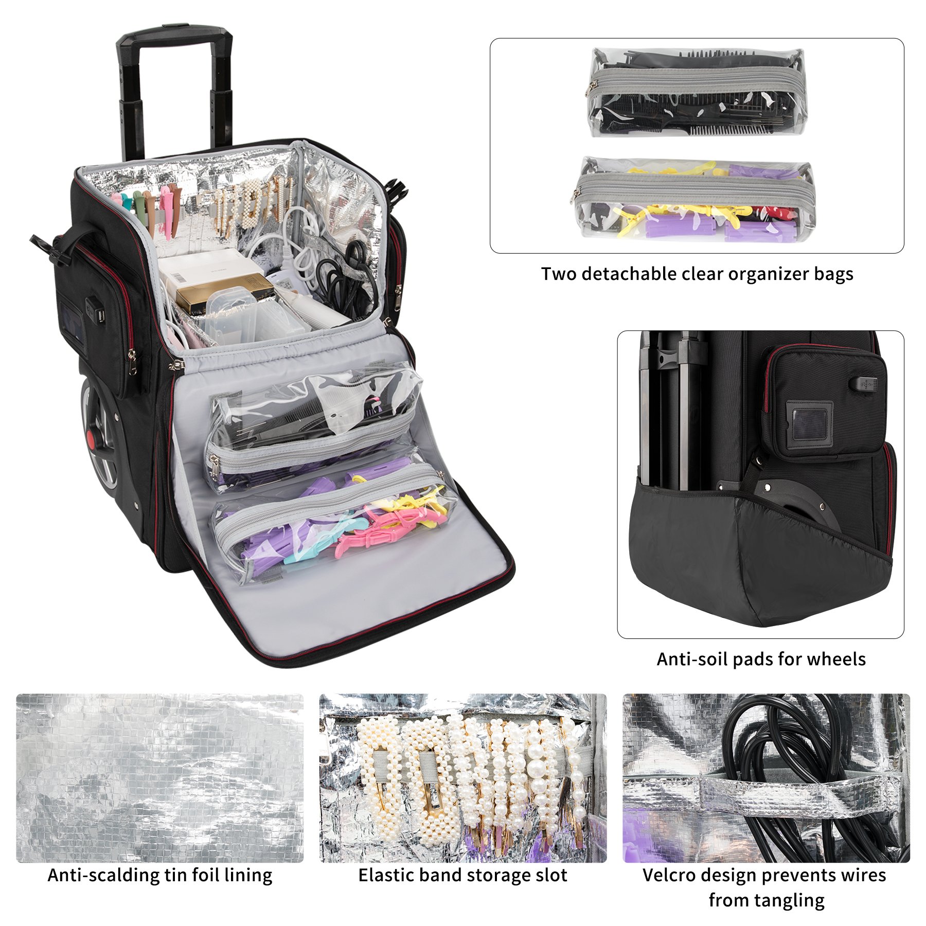 ReIaveI Custom Professional Hairdresser Makeup Trolley Case Travel Beauty Salon Barber Case Makeup Rolling Train Case