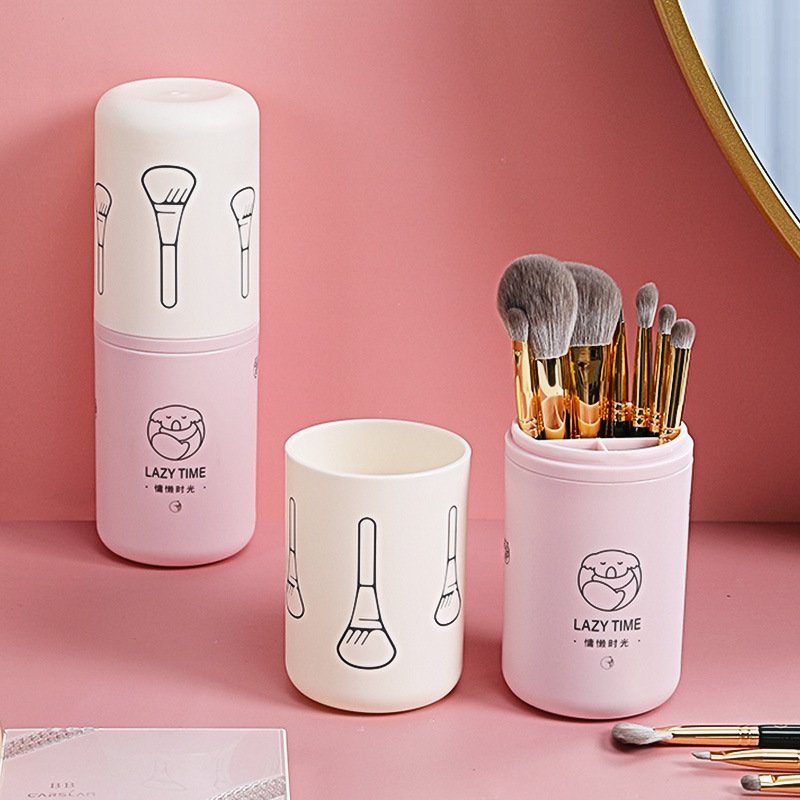 Makeup Brush Organizer Dustproof Travel Storage Cylinder for Eyeliners, Brow Pencils & Brush Tools Compact and Portable with Lid