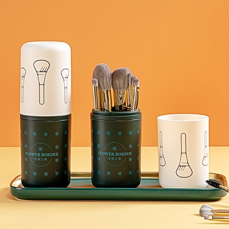 Makeup Brush Organizer Dustproof Travel Storage Cylinder for Eyeliners, Brow Pencils & Brush Tools Compact and Portable with Lid