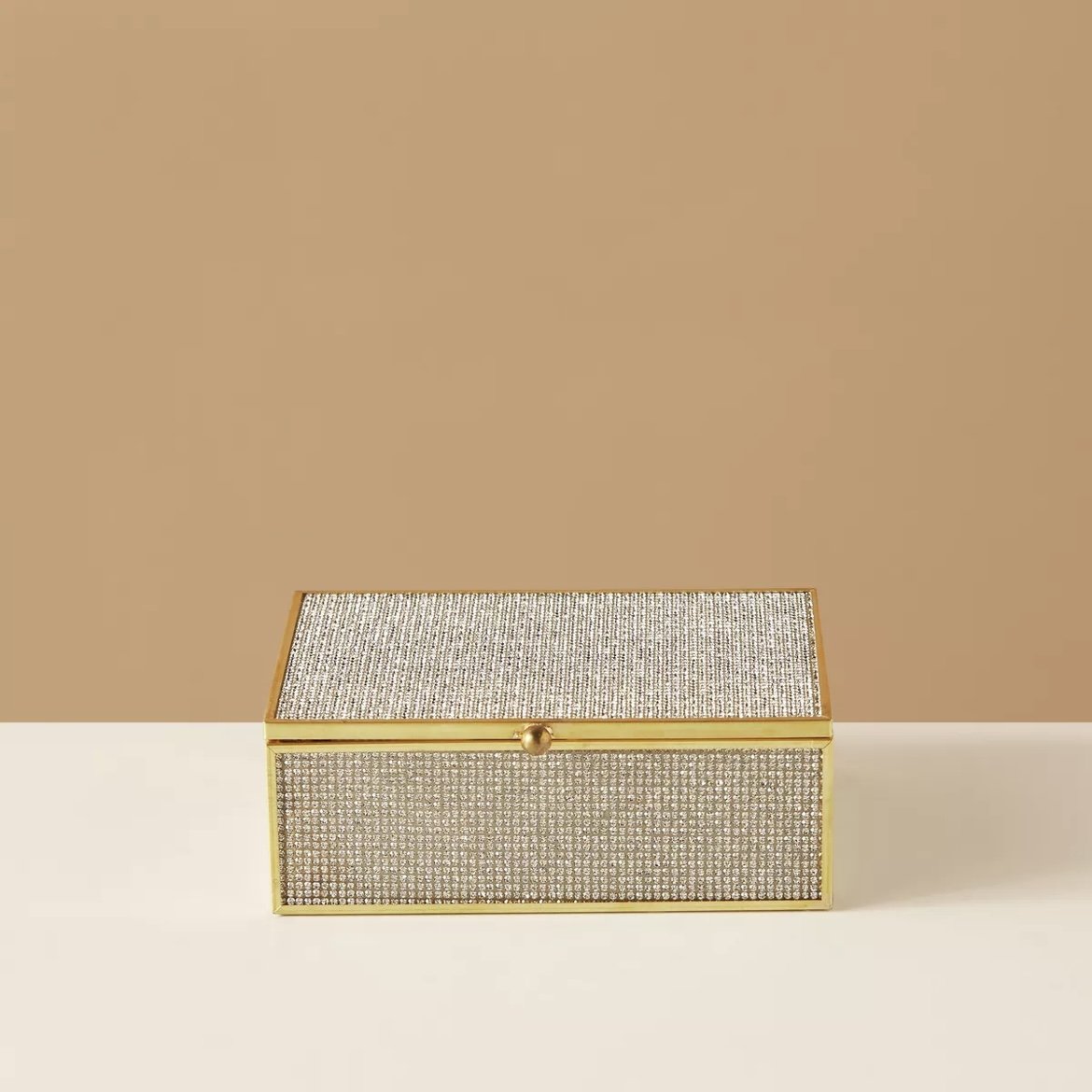 Home Decorative Luxury Design Brass and Diamond Glass Storage Box for Jewelry and Accessories Glass Box