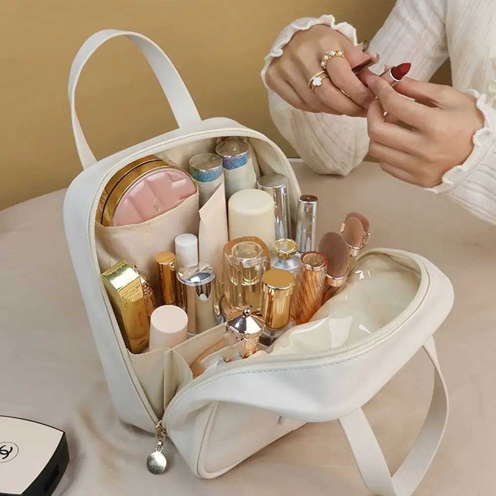 Waterproof Makeup Organizers Women New PU Leather Large Capacity Storage Bags Multi-function Cosmetic Bag