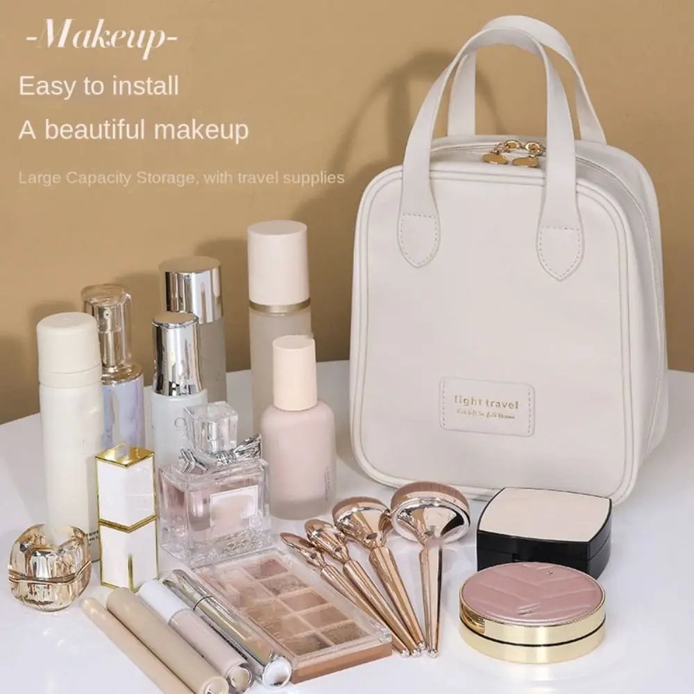 Waterproof Makeup Organizers Women New PU Leather Large Capacity Storage Bags Multi-function Cosmetic Bag