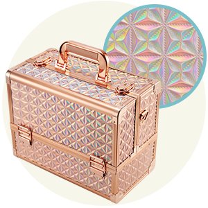 Multi-layer Gold Lining Professional Cosmetic Makeup Case Organizer Make Up Carrier with Lockable Keys