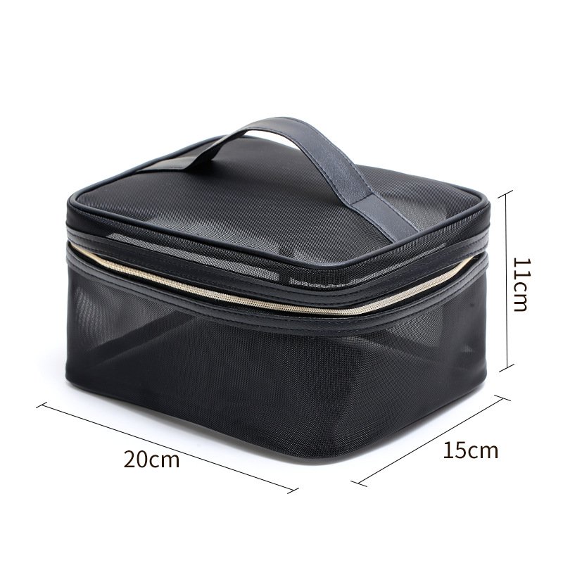 Custom Logo Transparent Travel Kits Sublimation Luxury Makeup Bag Mesh Toiletry Pouch Mesh Zipper Cosmetic Storage Bags