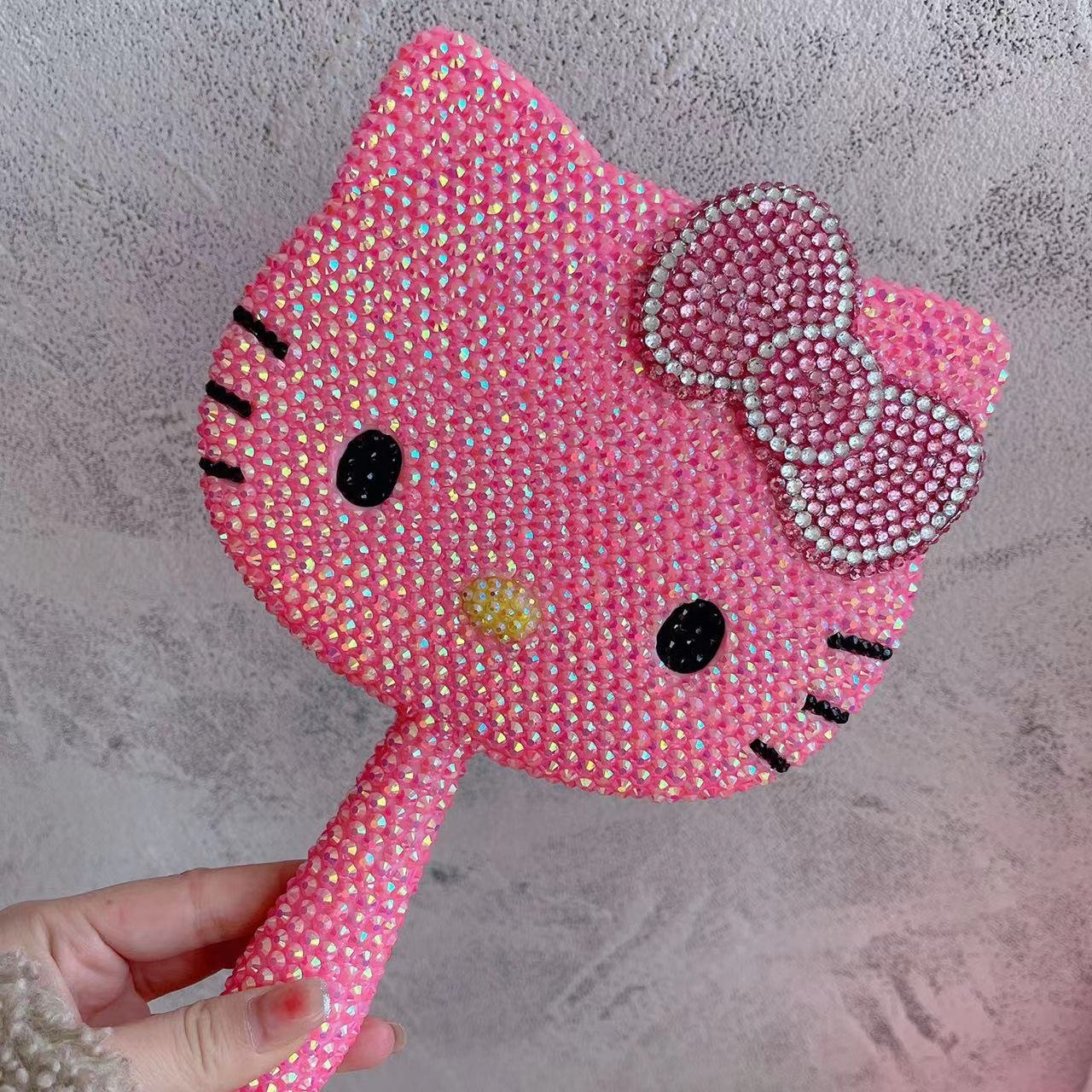 Hot creative gifts Handmade Rhinestone Melody Kitty Makeup Mirror Bling Dressing Mirror Portable Small Decorative Mirrors