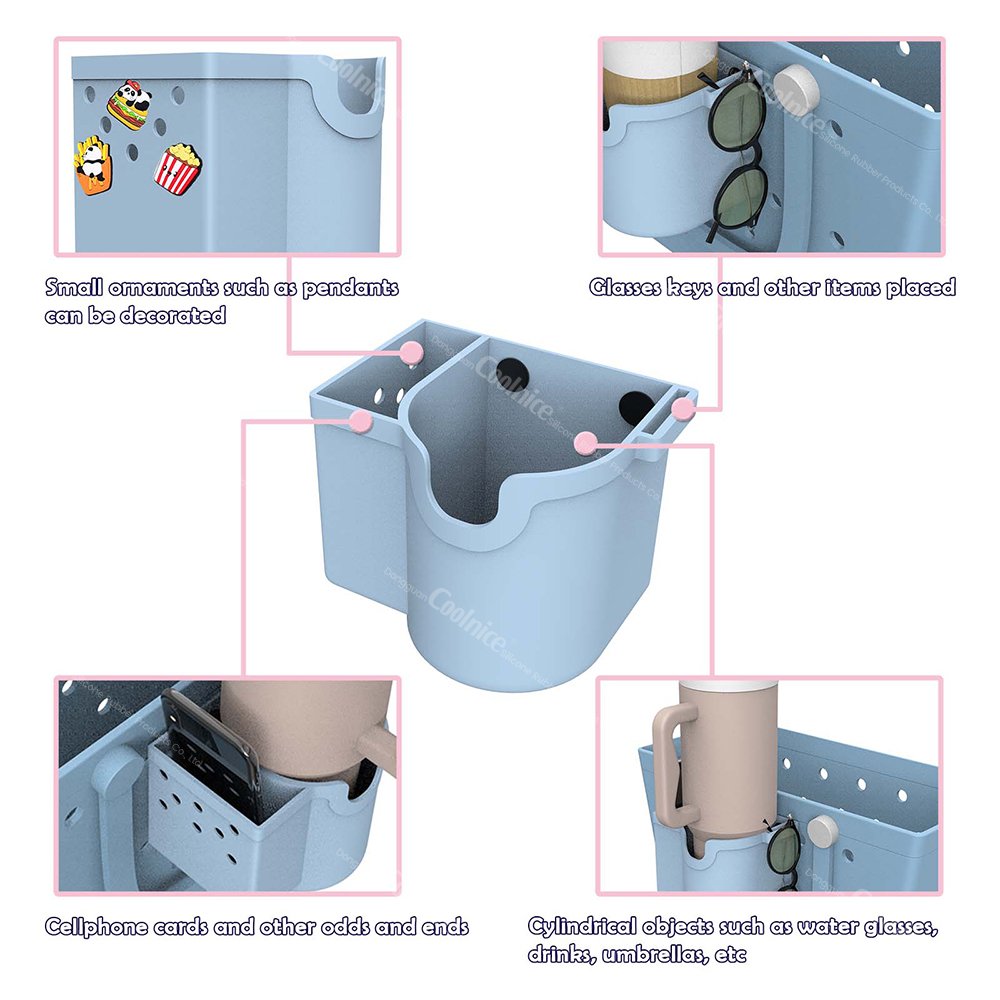 Muti use Makeup Tool Storage bag Silicone Water Bottle Bag Insert Charm Accessories for Bogf Beach Bag