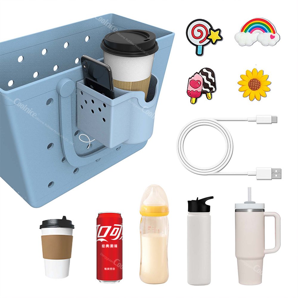 Muti use Makeup Tool Storage bag Silicone Water Bottle Bag Insert Charm Accessories for Bogf Beach Bag