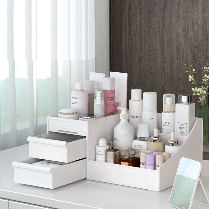 Plastic Beauty Cosmetic Jewelry Skin Care Storage Box Drawer makeup organizer with Handle