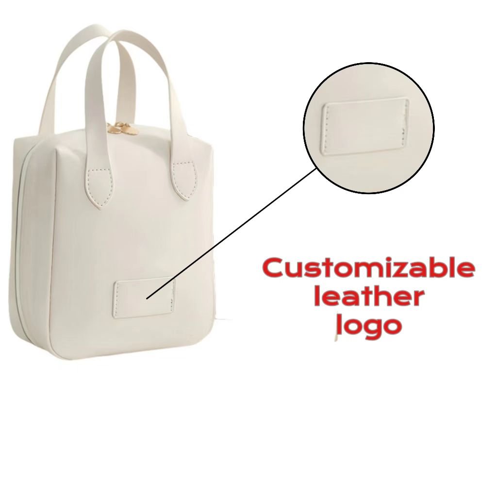 Custom Logo Women's Fashionable Large Makeup Bag Zipper Closure Waterproof Letter Pattern Daily Storage Use