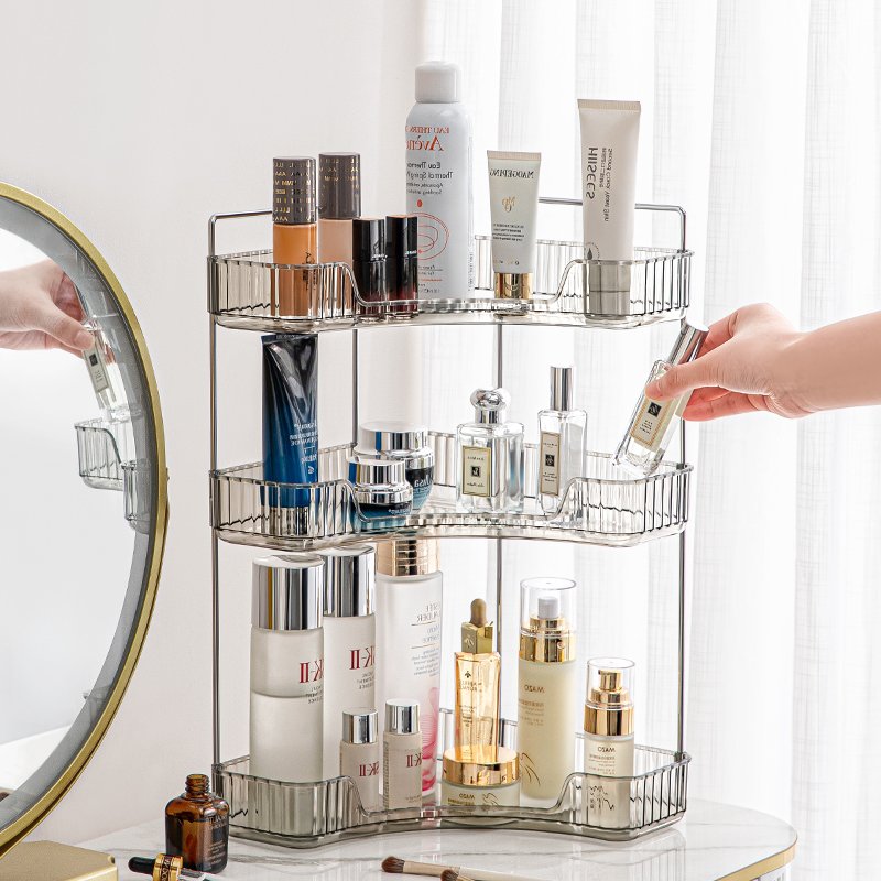 2024 Multi-layer Makeup Living Room Kitchen Display Stand Makeup Organizer Shelf Corner Bathroom Counter Organizer