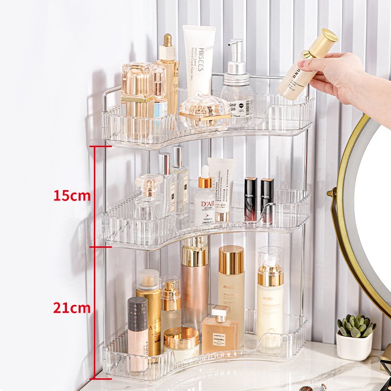 2024 Multi-layer Makeup Living Room Kitchen Display Stand Makeup Organizer Shelf Corner Bathroom Counter Organizer