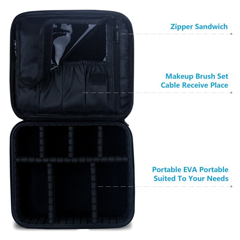 Relavel Adjustable Dividers Cosmetic Case Washable Plastic and Heat Insulation Layer For Lipstick Makeup Toiletry Accessories