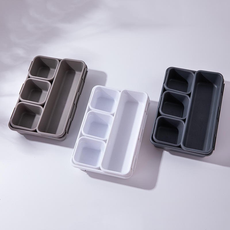 HUAMU 8pc Set Interlocking Storage Box Trays for Kitchen Bathroom Makeup Office
