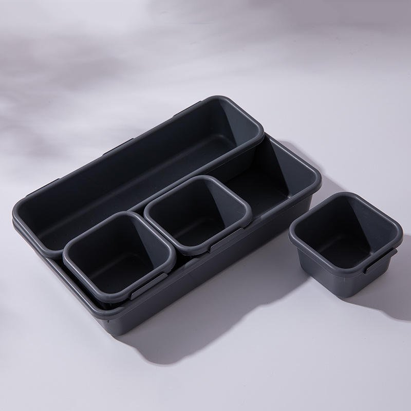 HUAMU 8pc Set Interlocking Storage Box Trays for Kitchen Bathroom Makeup Office