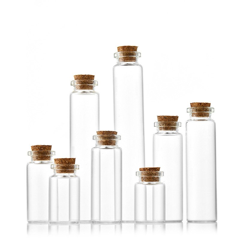 Mini Drifting Gift Wishing Glass Jar Cork Stopper Empty Clear Glass Bottles 5ml 6ml 8ml 10ml 12ml 25ml Sizes Makeup Organizers
