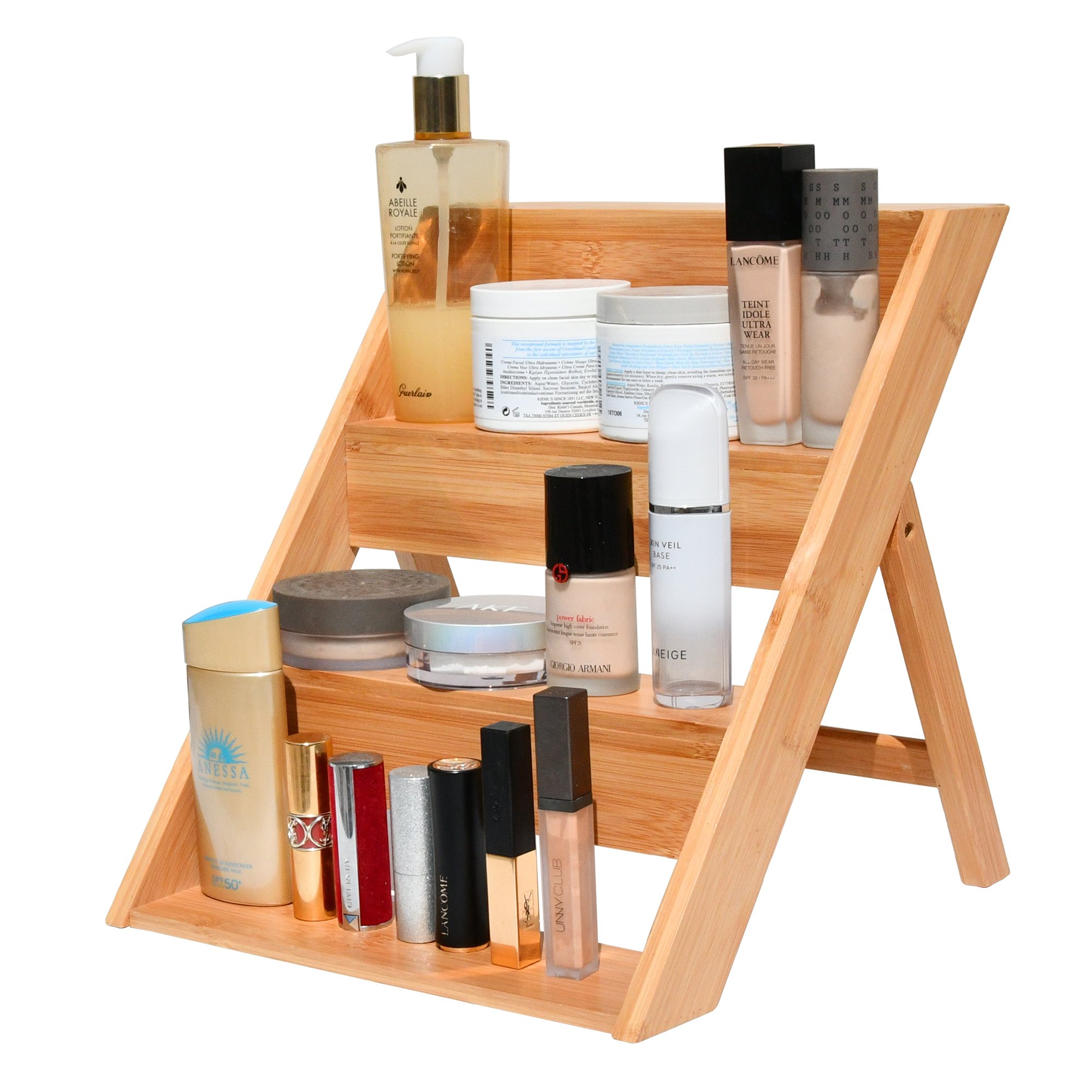 Makeup Bamboo Bathroom Organizer Storage Counter Countertop or Dresser Top Wood Cosmetic Tray