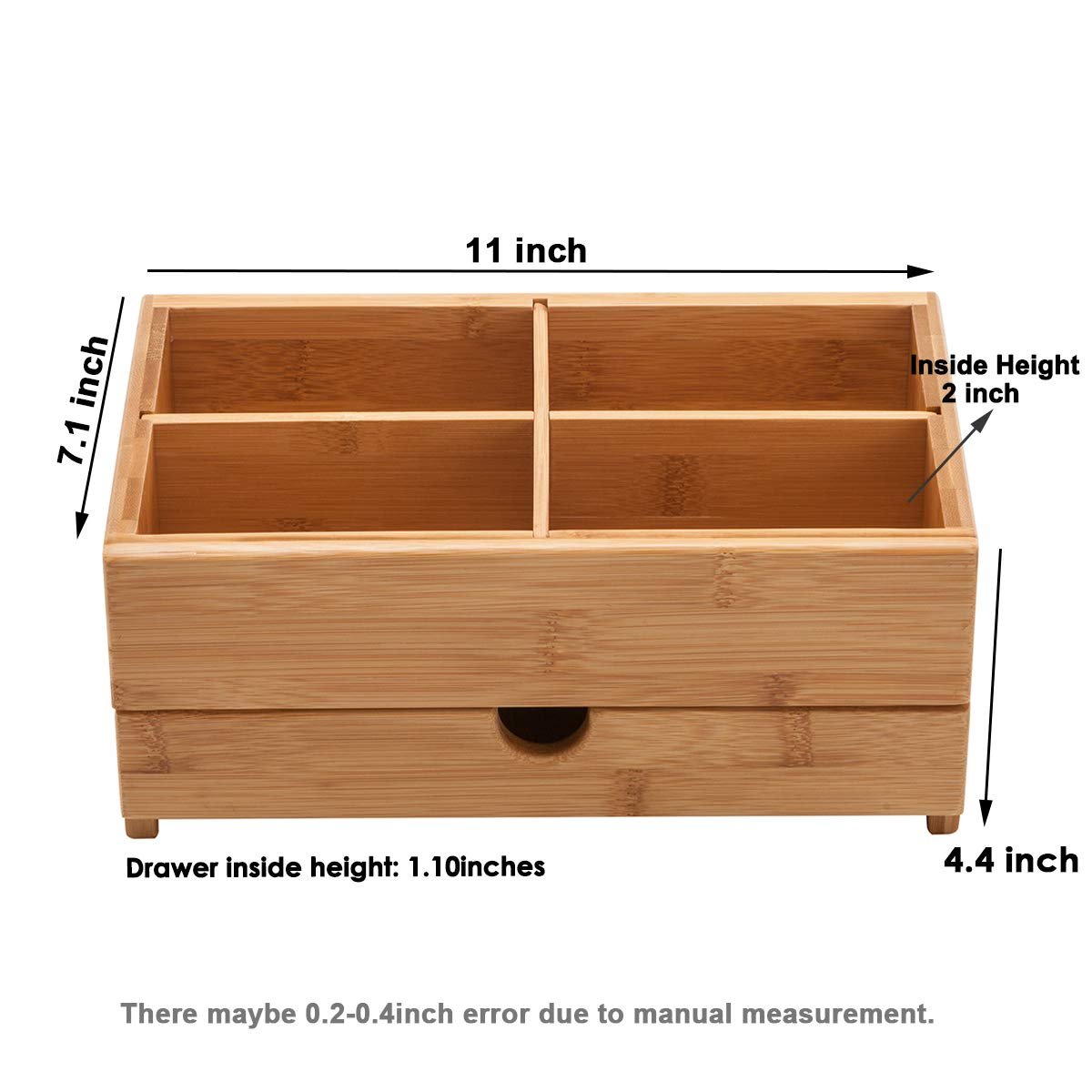 HOSTK Bamboo Makeup Organizer and Storage with Drawer Wooden Cosmetic Organizer Countertop for Bathroom