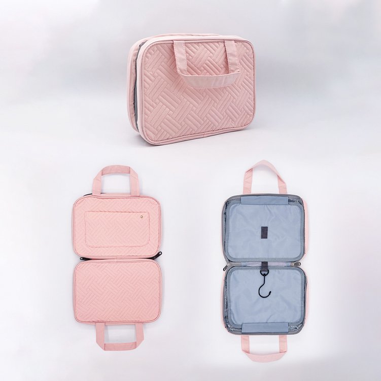 custom large waterproof travel canvas toiletry makeup organizing bag pink beauty wash cosmetic bags