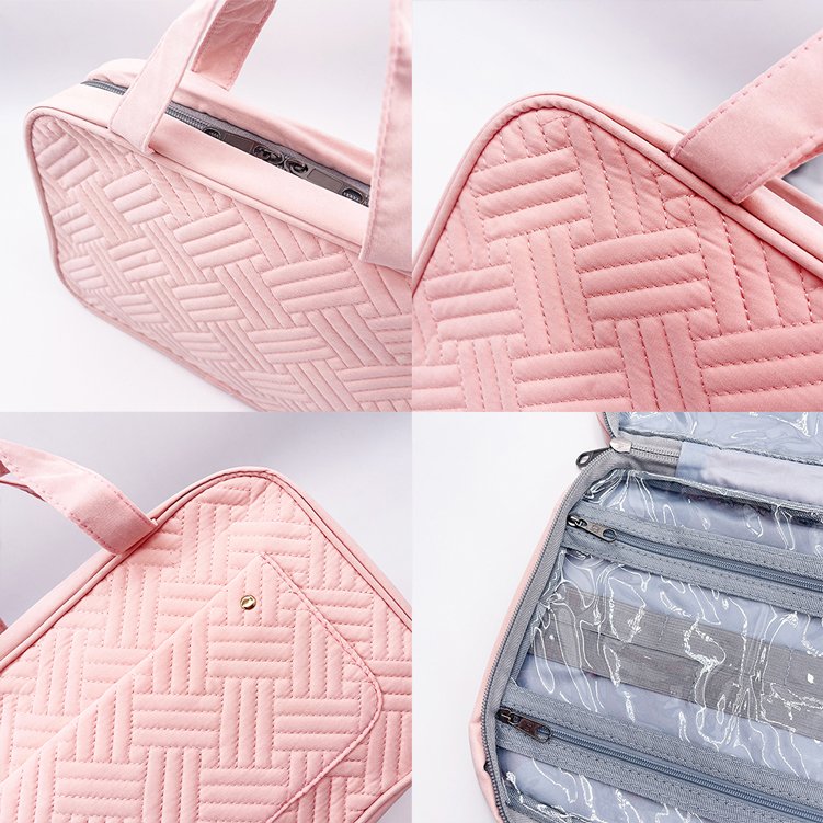 custom large waterproof travel canvas toiletry makeup organizing bag pink beauty wash cosmetic bags