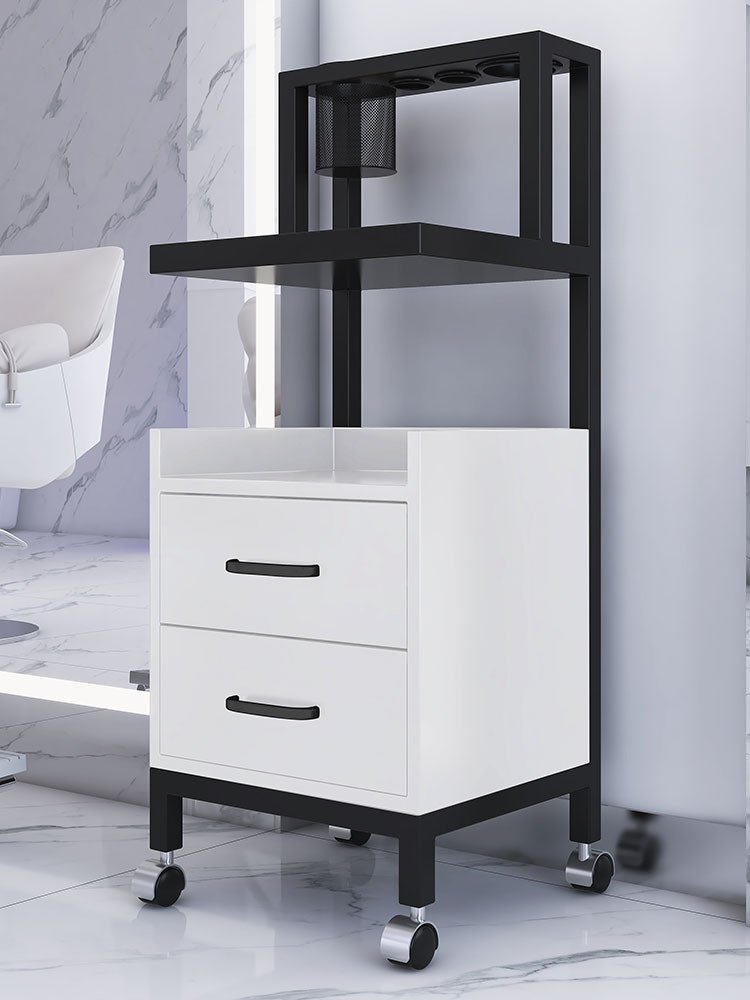 Professional hair salon equipment rolling spa gold metal side makeup cabinet organizer case barber shop trolley for salon