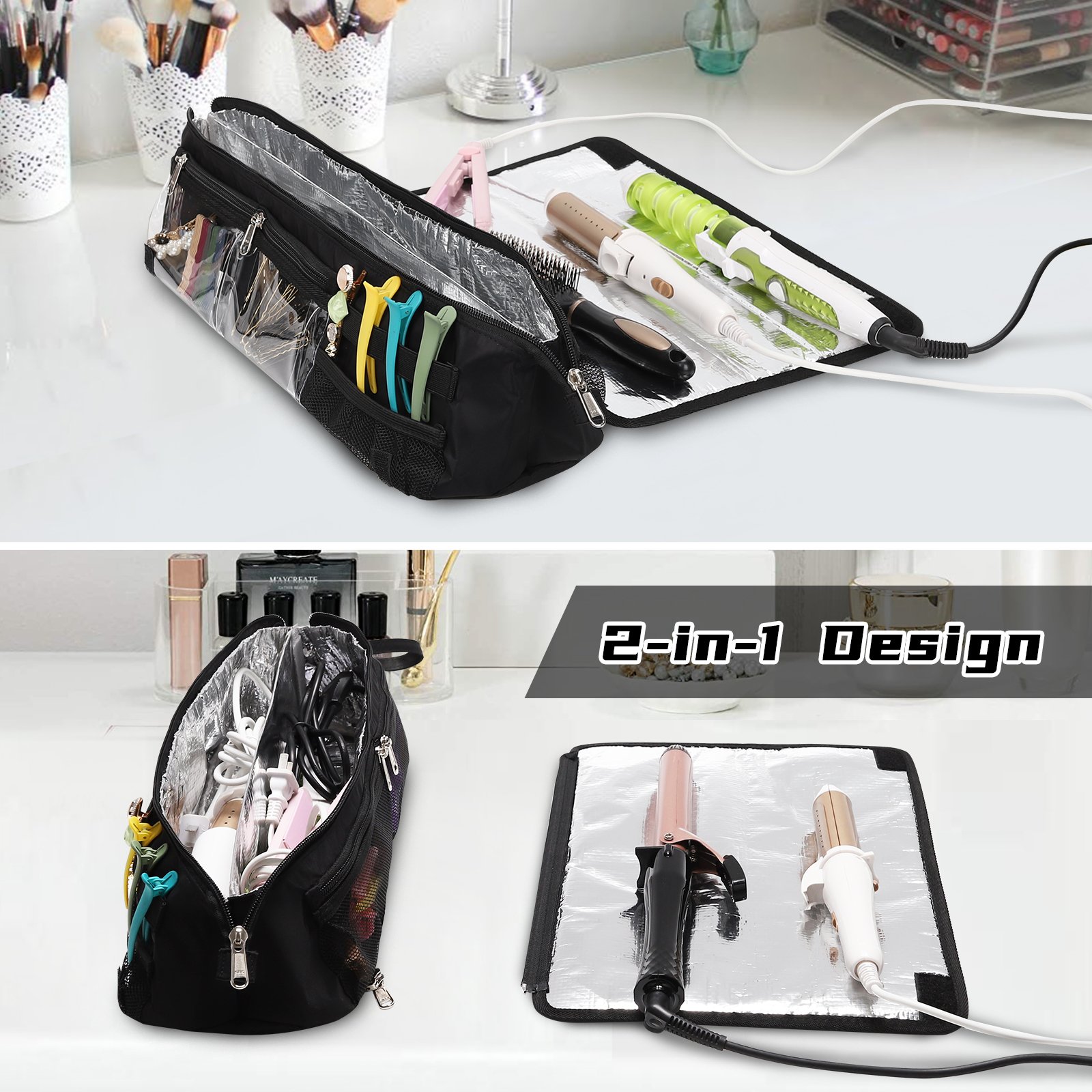 Relavel Hair Makeup Salon Organizer Bag for Barber Insulation Material Rolling bag Portable Hair Organizer bag