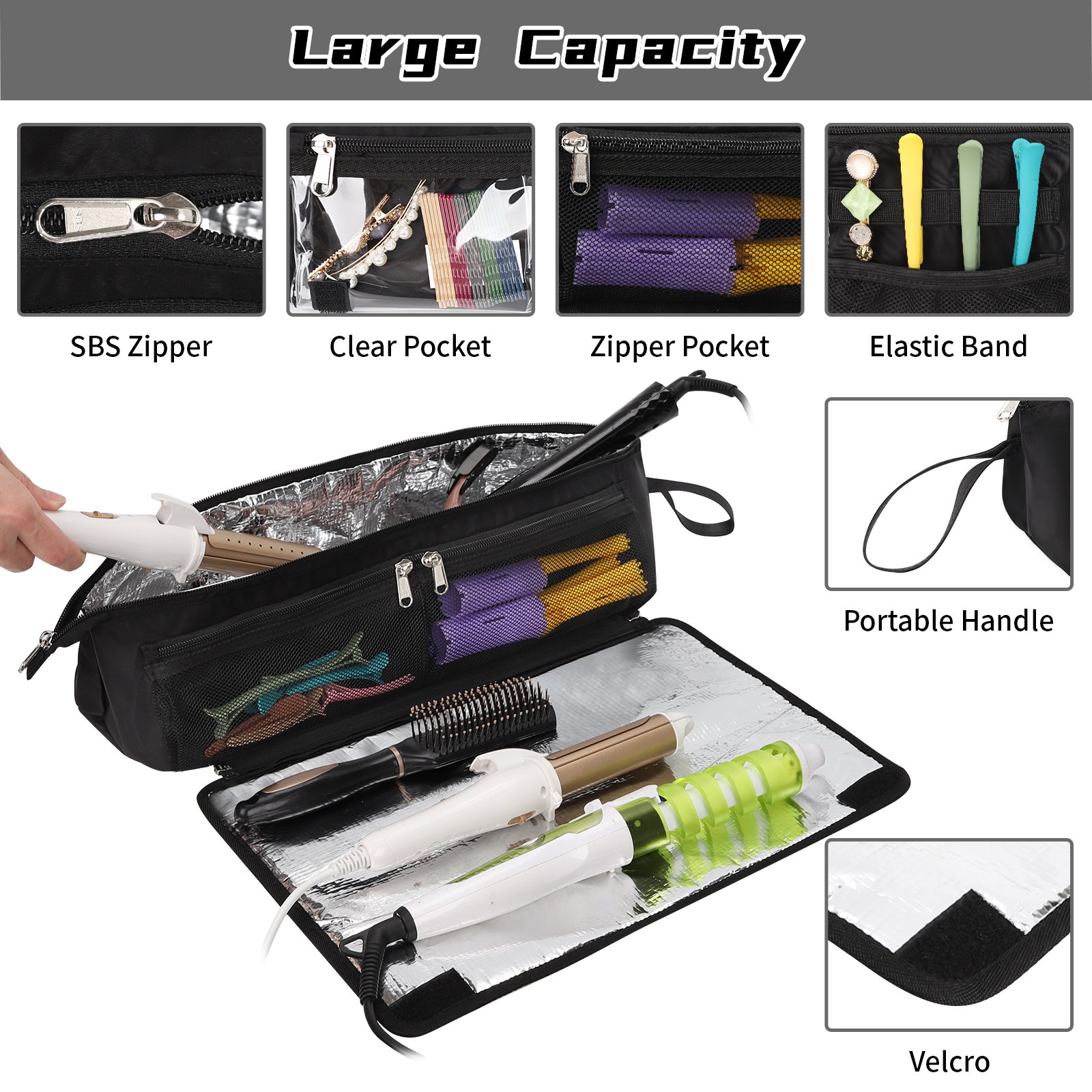 Relavel Hair Makeup Salon Organizer Bag for Barber Insulation Material Rolling bag Portable Hair Organizer bag