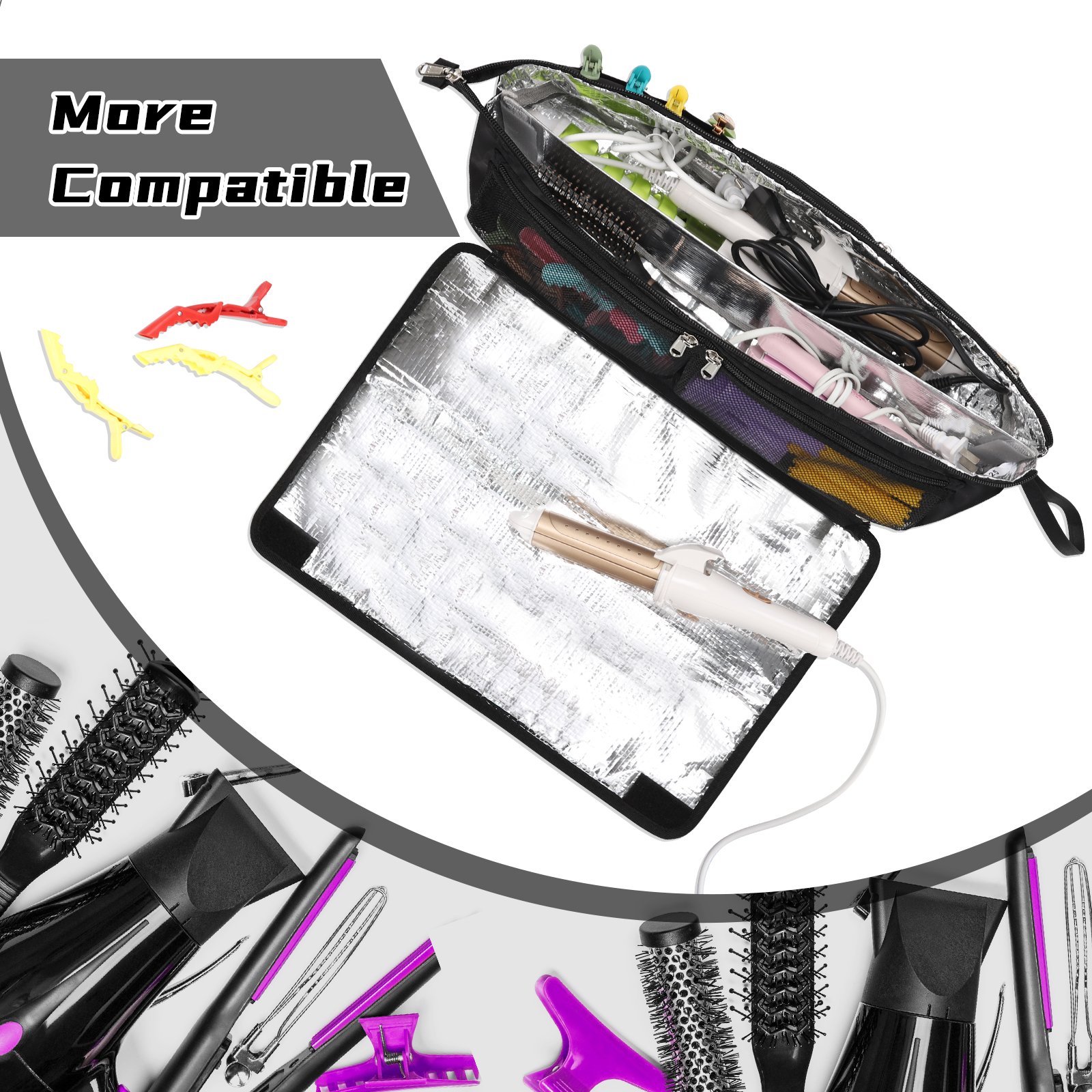 Relavel Hair Makeup Salon Organizer Bag for Barber Insulation Material Rolling bag Portable Hair Organizer bag