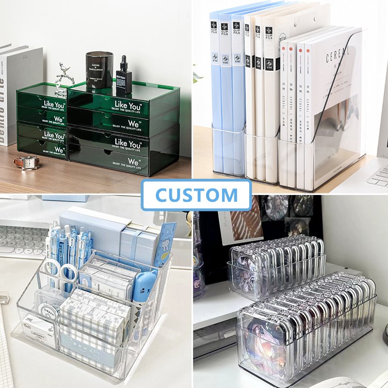 4-Section Makeup Brush & Pencil Holder Versatile Office & Cosmetic Storage Box Solution Premium Black Acrylic Desk Organizer