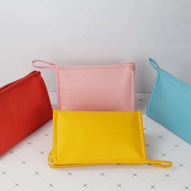 Custom Log Candy Color cosmetic pouch PU travel makeup bag for women