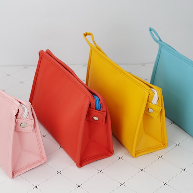 Custom Log Candy Color cosmetic pouch PU travel makeup bag for women