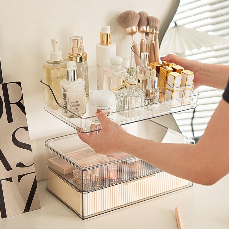 2024 Multifunction Transparency Cosmetic Organizer Desktop Clear Jewelry Plastic Makeup Drawer Lipstick Acrylic Storage Box