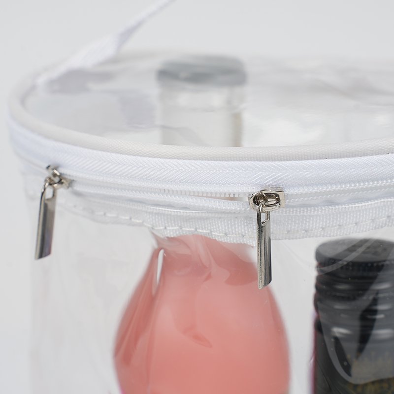 Customized round bottom clear plastic cylinder pvc gift bags sewing barrel bag organizer for makeup toys