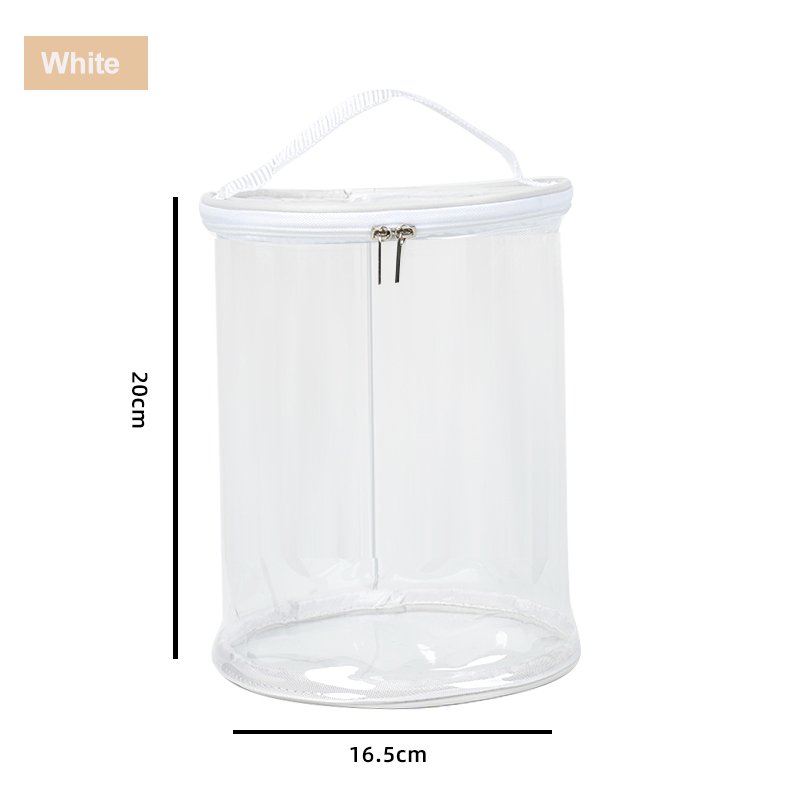 Customized round bottom clear plastic cylinder pvc gift bags sewing barrel bag organizer for makeup toys