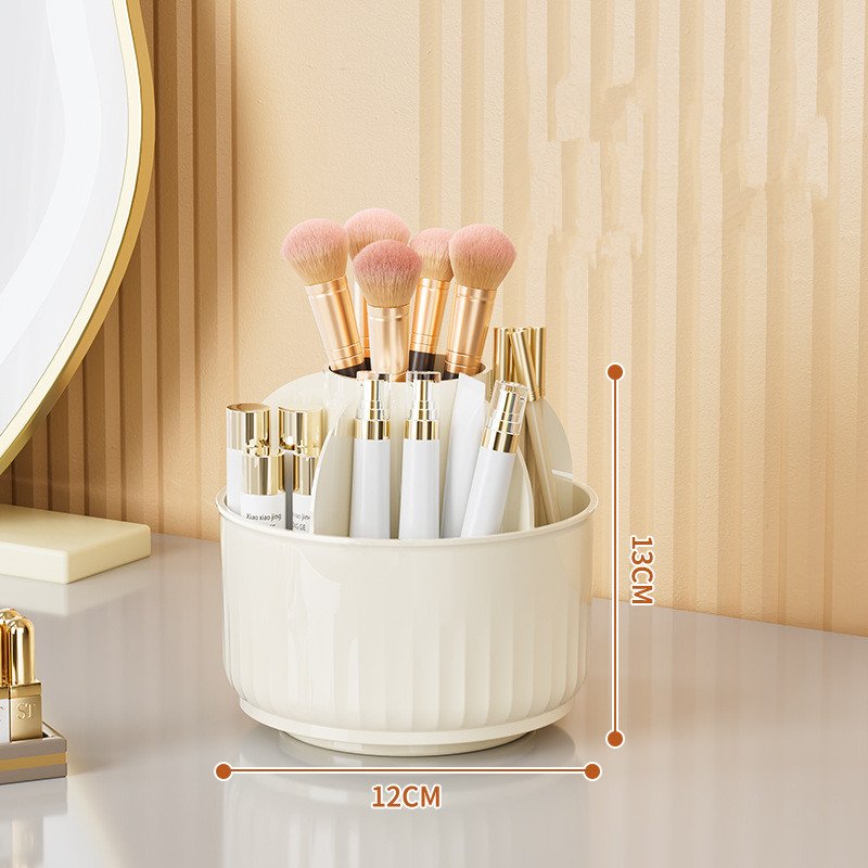 Desktop Skincare Storage Box Rotating Brush Holder with Drawer Cosmetic Dressing Table Organizer Box