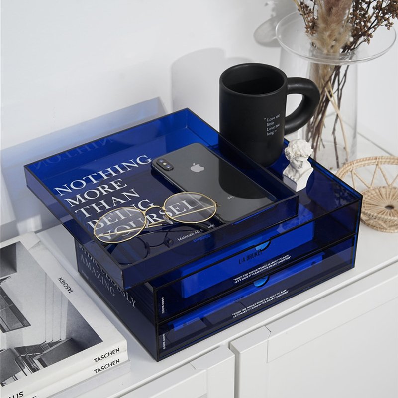Gloss Acrylic Makeup Organizer Iridescent Dustproof Storage Box 2 3 4 Drawer For Home Decoration