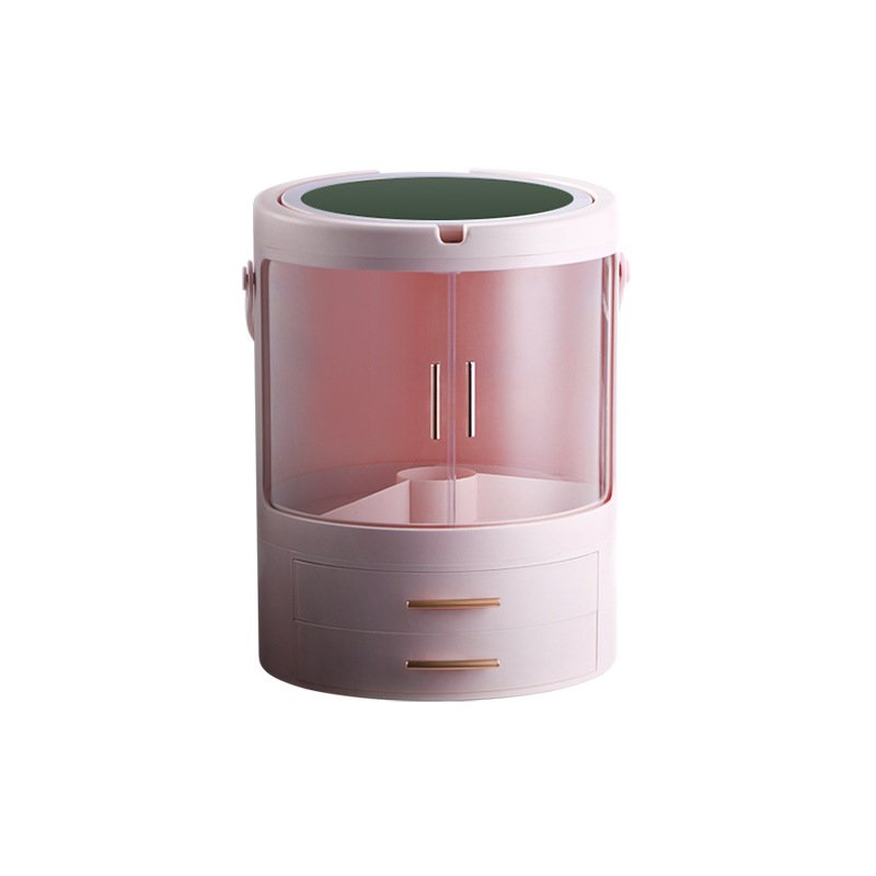 Wholesale Desktop Rotating Cosmetics Storage Box Multi-Function Skin Care Products Lipstick Classification Storage Box With Lamp