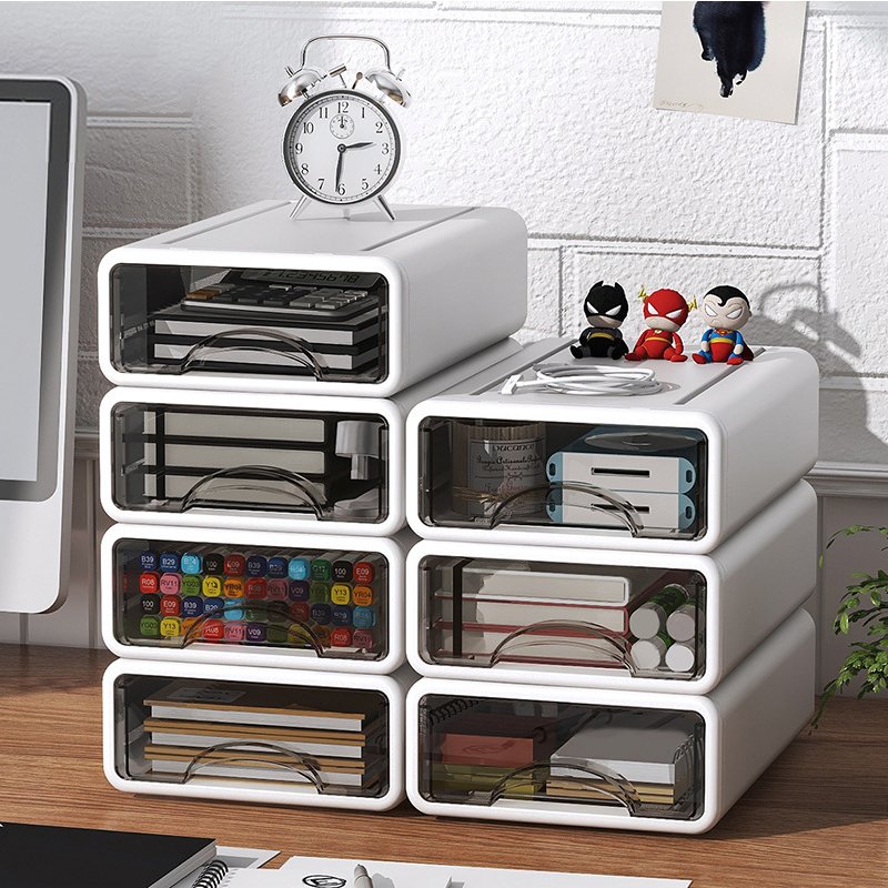Hot Selling Office or Living Room Multifunctional Transparent Desktop Organizer Drawer Plastic Sundries Storage Box