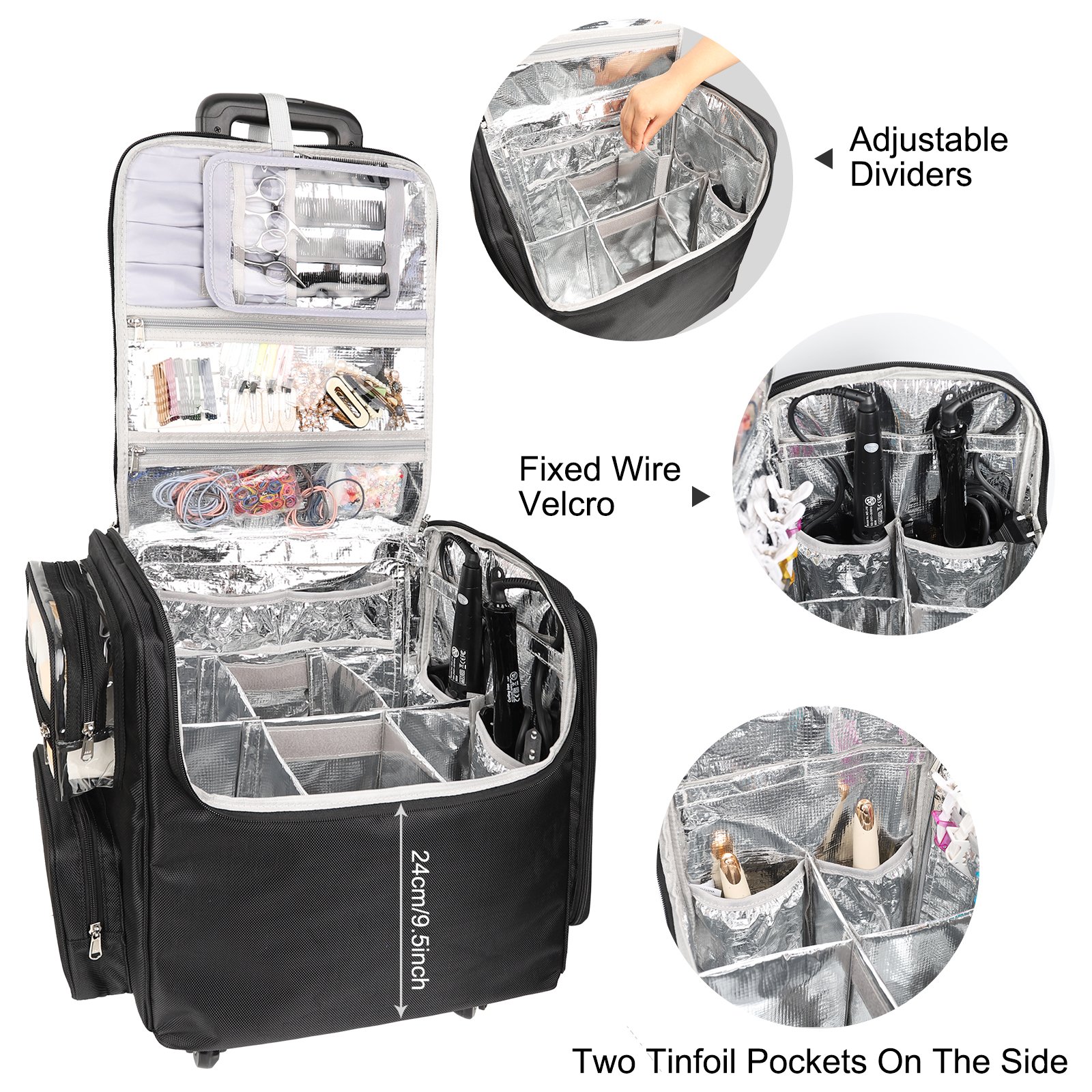 Makeup Hairstylist Hairdresser Bag with Detachable for Hairdressing Trolley