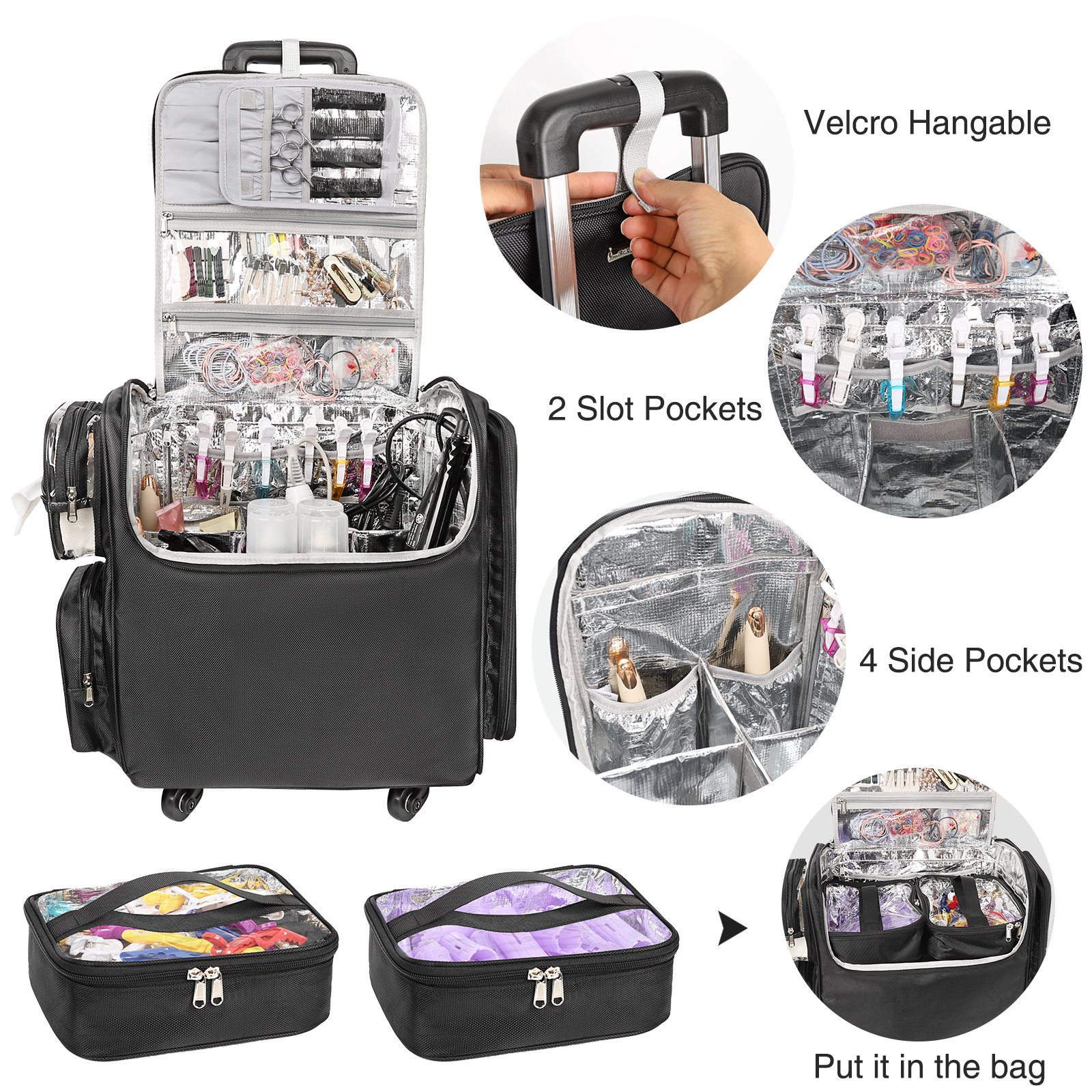 Makeup Hairstylist Hairdresser Bag with Detachable for Hairdressing Trolley